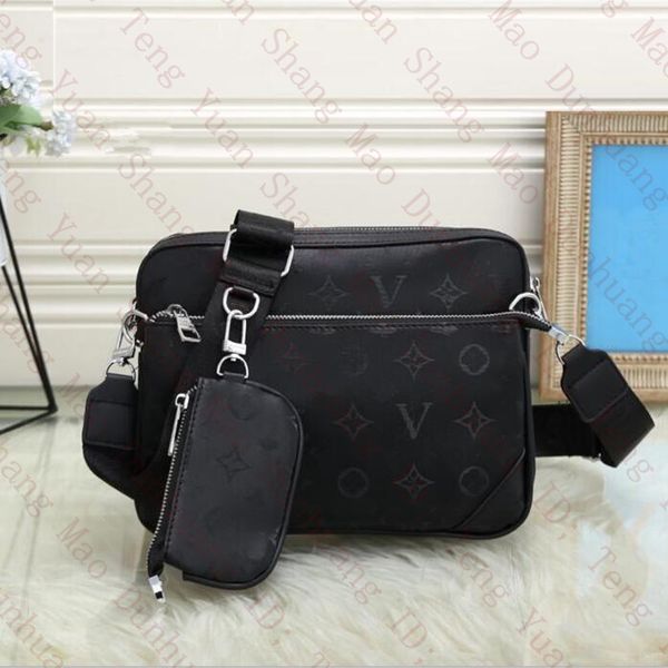 

m69827 duo shadow leather messenger set bag designer mens womens crossbody bags 3 pieces set shoulder bag embossed purse wholesale price con