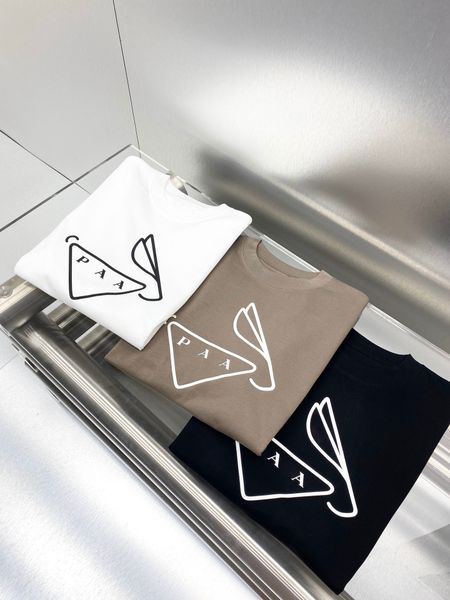 

luxury designer clothing mens and womens short sleeve high neck t-shirt oversized triangle loose large size chest lettering print trend over, White;black