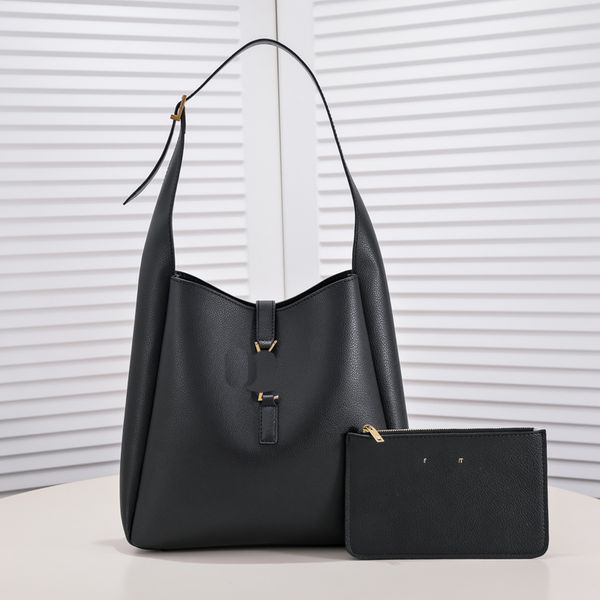 

hobo armpit bag shoulder handbag purse large capacity tote bags zipper pouch wallet genuine leather fashion letter hook closure adjustable h