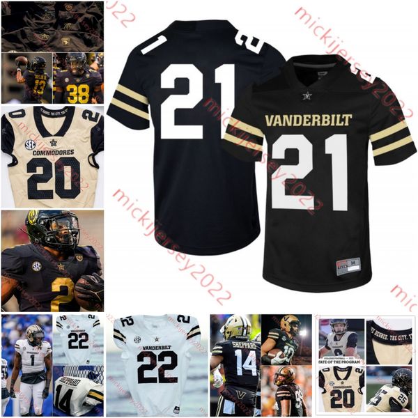

custom vanderbilt commodores jersey jameson wharton brennan storer sedrick alexander devin lee jayden mcgowan daveon walker vanderbilt footb, Black