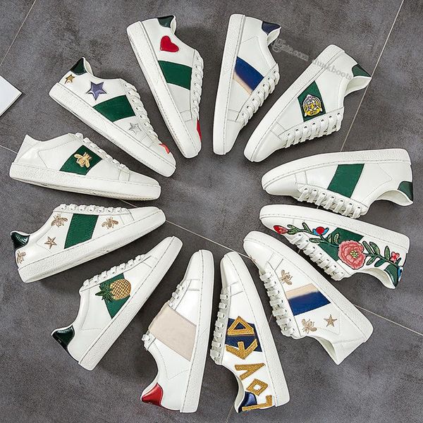 

with box designer sneakers ggity shoes casual shoes embroidered ace bee printed leather sneaker designer men women fashion sneakers with kn, Black