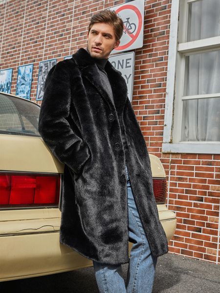 

men's jackets luxury winter men faux fur coat black fake mink warm jacket oversize mens plush fluffy overcoat 230213, Black;brown