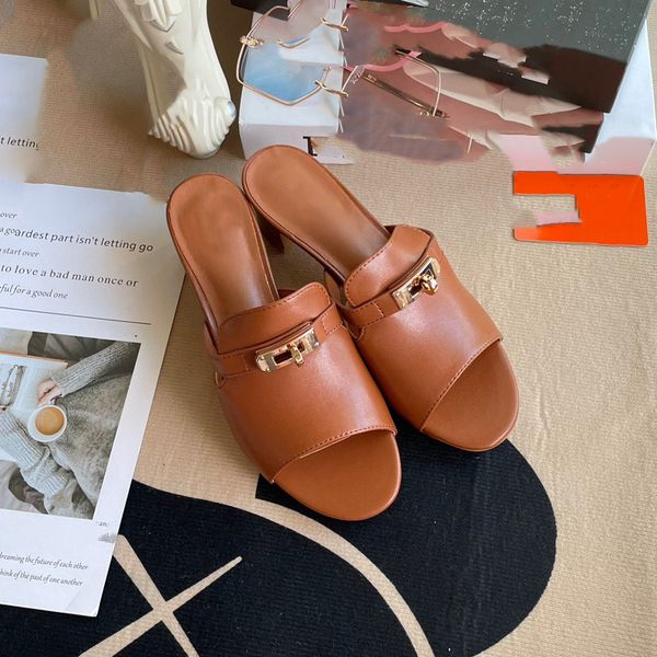 

new designer luxury shoes high heel slipper h women sandals fashion embossed summer heel slippers slides flip flops 6 colors sandals size 35, Black