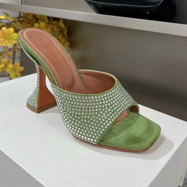 

muaddi gilda rhinestone-encrustedslopeheel amina slippers 95mm crystal high heels open toes slip-on slides leather outsole sandals for women, Black