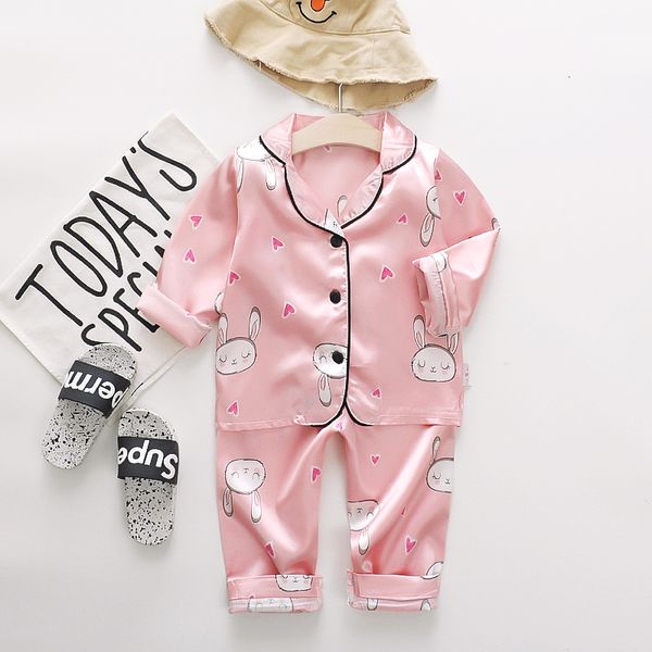 

Pajamas IENENS Kids Long Sleeves Clothes Girl Sleepwear Clothing Sets Child Nightdress 1 2 3 4 Years Baby Nightclothes Suits 230213, Silver