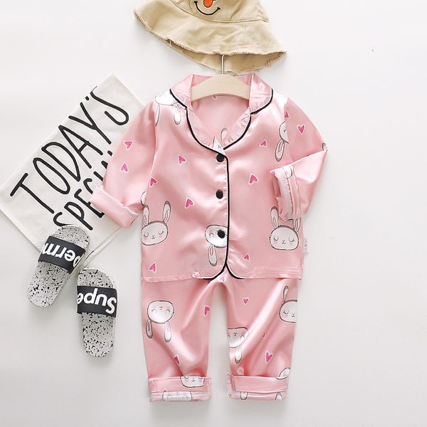 

pajamas ienens kids long sleeves clothes girl sleepwear clothing sets child nightdress 1 2 3 4 years baby nightclothes suits 230213, Blue;red