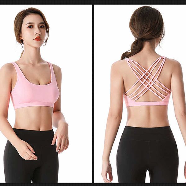 

exercise fitness clothing fitness sports bra for women push up solid cross back yoga running gym training workout femme padded underwear cro