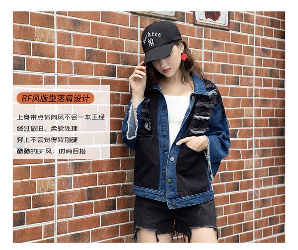 

women's jacket 3 quality winter oversize denim blue jeans coat turndown collar casual outwear bomber girl 230213, Black;brown