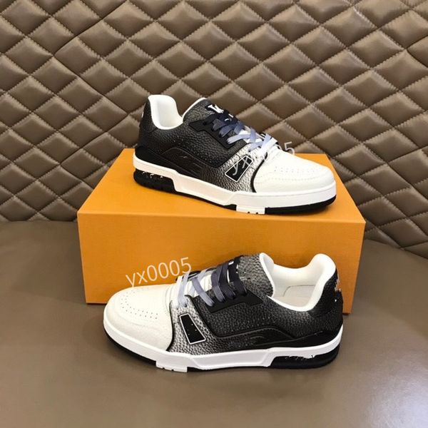 

2023 designer calfskin casual shoes sneakers leather trainers fashion shoes leisure shoe platform lace-up mens sneaker, Black