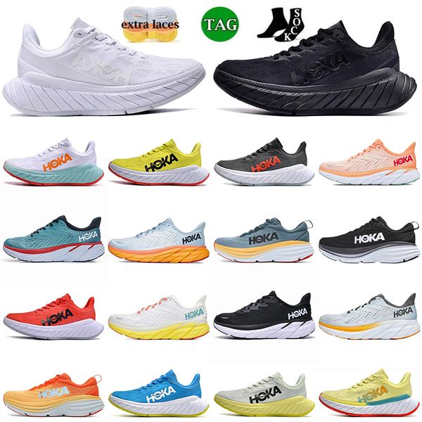 

hoka one bondi 8 clifton running shoes carbon x2 shock absorption sneakers platform athletic highway runners summer song triple black white