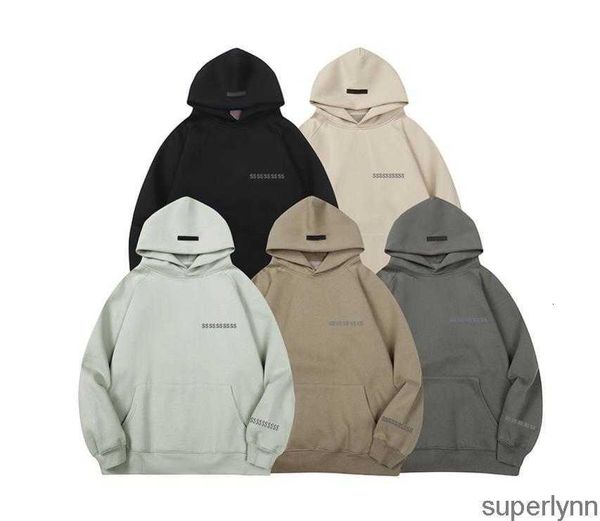 

2023 designer mens hoodies pullover essentials hoody long sleeve reflective causal women man clothing hooded fashion letter pring, Black