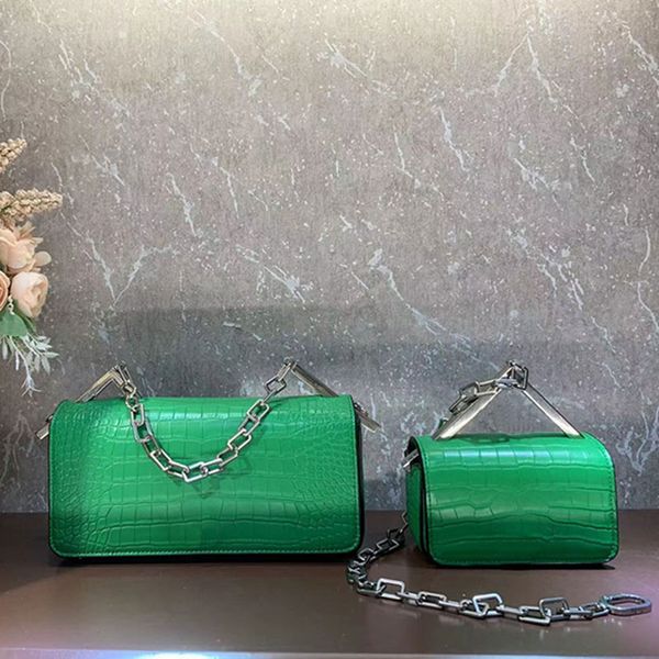 

clutch hand bags rectangular flap bag alligator genuine leather handbag chain handle oversized metal letter shoulder crossbody bags magnetic