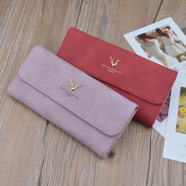 

multifunctional fashion women's wallets 2020 new frosted long wallet retro snap clasp clutch bag pu leather female coin purse