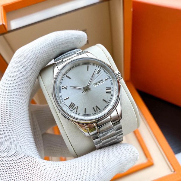 

high-quality men's watch automatic mechanical watch men's large magnifying glass 42mm designer watch stainless steel sapphire spor, Slivery;brown