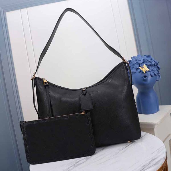 

2-piece set luxury designer bag handbag tote shoulder bag large volume printed letters shopping bag cowhide material embossed zipper clutch