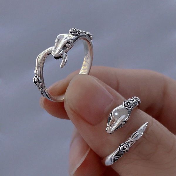 

12pcs vintage handmade snake rings party jewelry for women fashion simple rose flower holiday beach accessories gifts, Silver