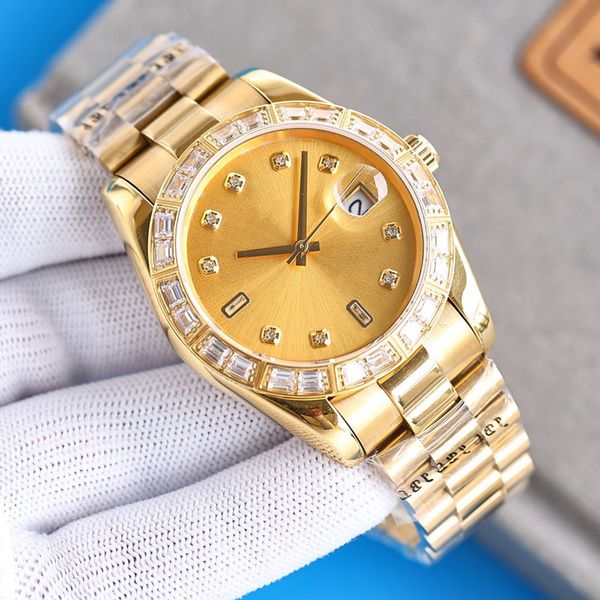 

mens watch automatic mechanical watches case with diamond 40mm fashion sapphire business wristwatches montre de luxe, Slivery;brown