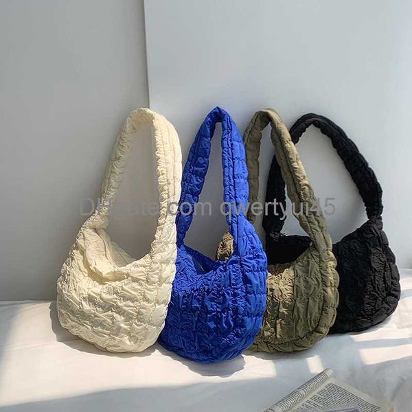 

totes casual ruched quilted women shoulder bags designer hobos nylon lady handbags luxury small tote simple shopper purses female sac 021323