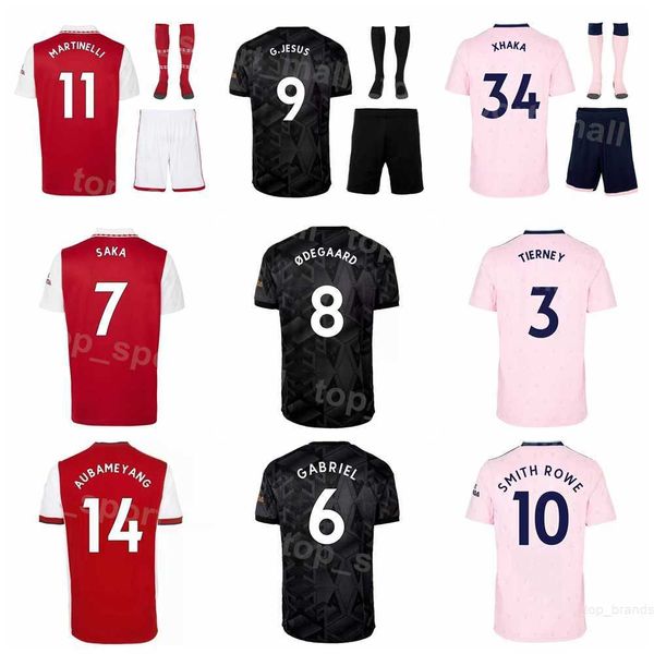 

22-23 men kids martinelli soccer jersey set jesus saka smith rowe odegaard gabriel ramsdale pepe nketiah tierney partey saliba football shir, Black