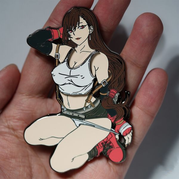 

limit ff7 tiffa tifa metal badge brooch pin, Gray