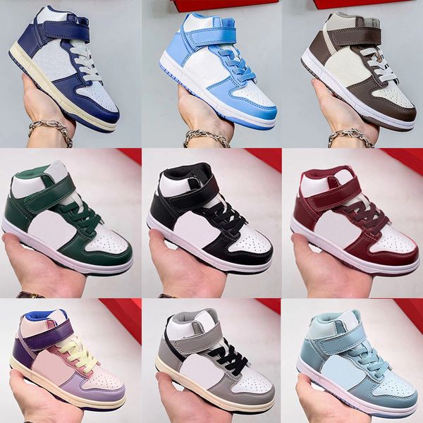 

2023 kids mid shoe sneakers athletic boy girls black white panda children blue sports designer walking basketball trainers infants outdoor t