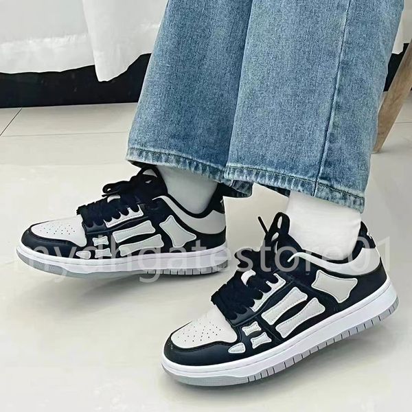 

luxury amirs bones casual shoes men women leather sneakers white black blue red green pink low lace up spring board shoes trendy sneaker