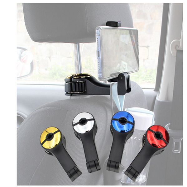 

2pcs 2 in 1 car headrest hook with phone holder seat back hanger for bag handbag