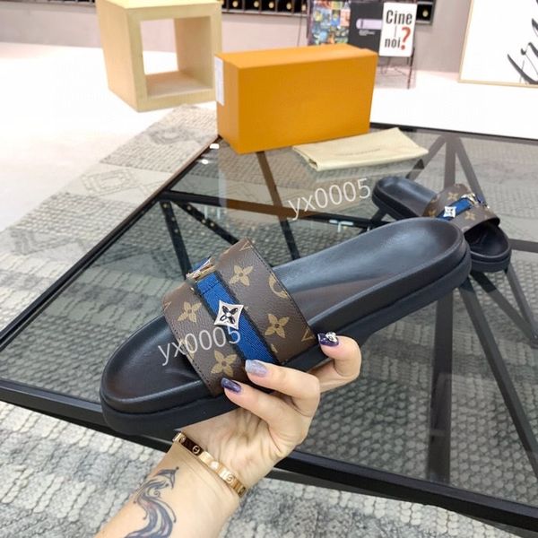 

2023 designer slippers beach classic flat sandals luxury summe leather flip flops men slides size38-45 rd220610, Black