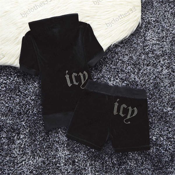 

black two piece pants fashion designer sports suit short sleeve hooded match elastic-waisted shorts 10 colors brand joker women clothes tre, White