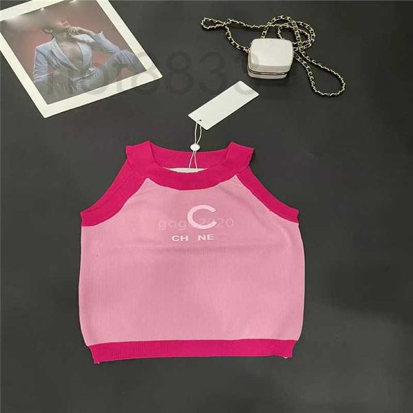 

women's t-shirt womens summer knit tee designer with letters pattern milan runway cotton crew neck crop t-shirt high end sleeveless 94, White