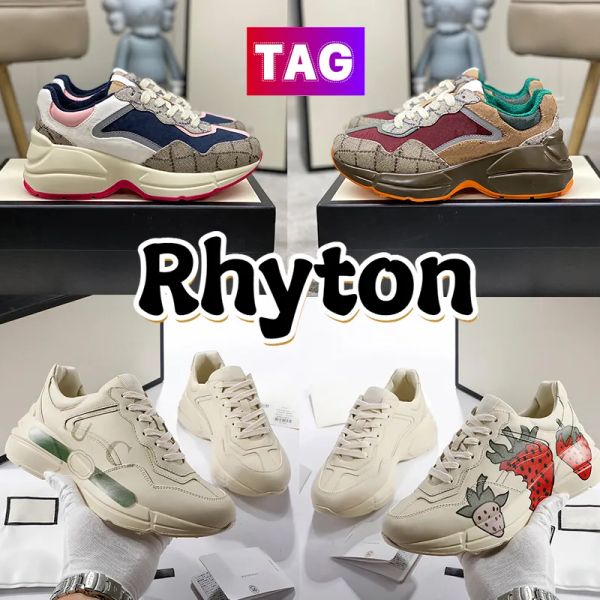 

with box designer sneakers ggity shoes designer rhyton casual shoes men women platform old daddy shoe leather printed sneakers mens luxur qy, Black