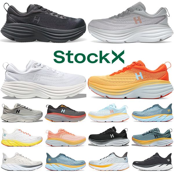 

hoka one bondi 8 running shoes for men women triple black white haror mist anthracite castlerock lunar rock mens trainers breathable sports