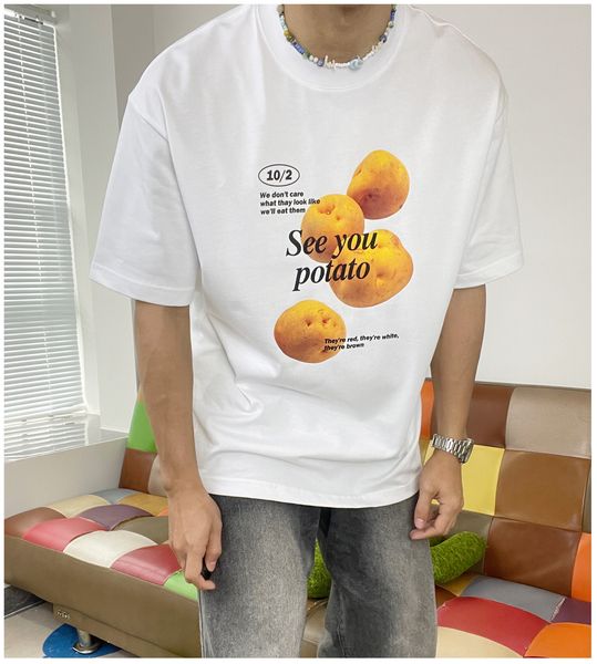 

men's plus tees print t-shirt hip hop men women quality white apparel, Black;brown