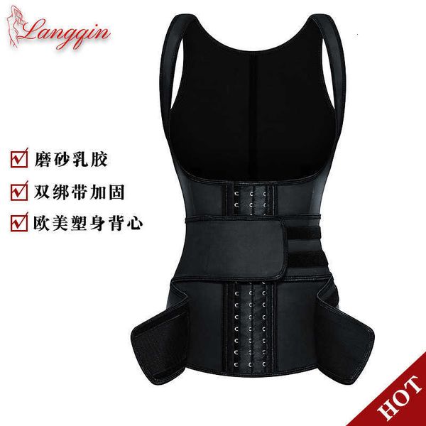 

shapewear latex body shaping jacket rubber breasted vest waist trainer fitness corset, Black;white