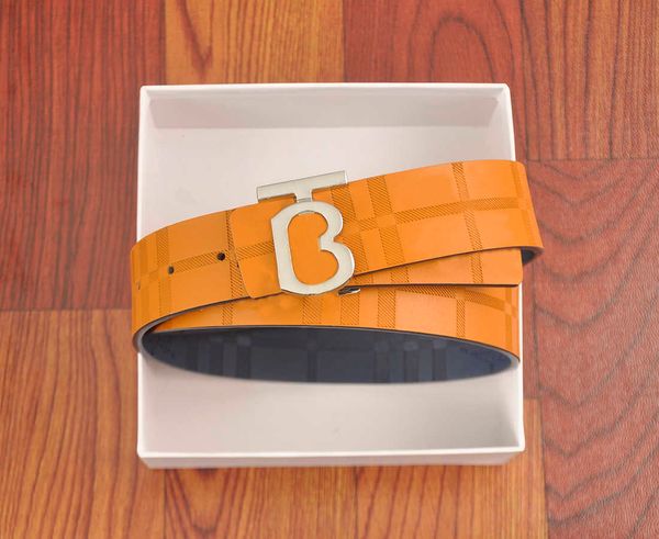 

new men brand belt fashion double-sided letter b smooth button jeans belts width 3.8cm luxury designer belt wholesale, Black;brown