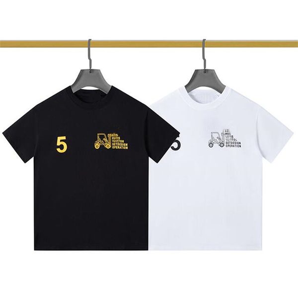 

23lvss new men's t-shirts short sleeve mens women's tees polos pure cotton brand casual designer t-shirt, White;black