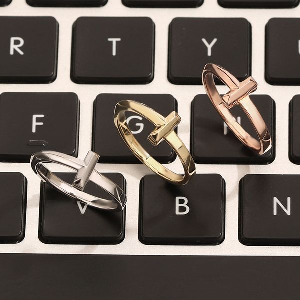 

designer ring gold rings of women fashion jewelry classic luxury t letter ring party wedding christmas gifts for girlfriend, Silver