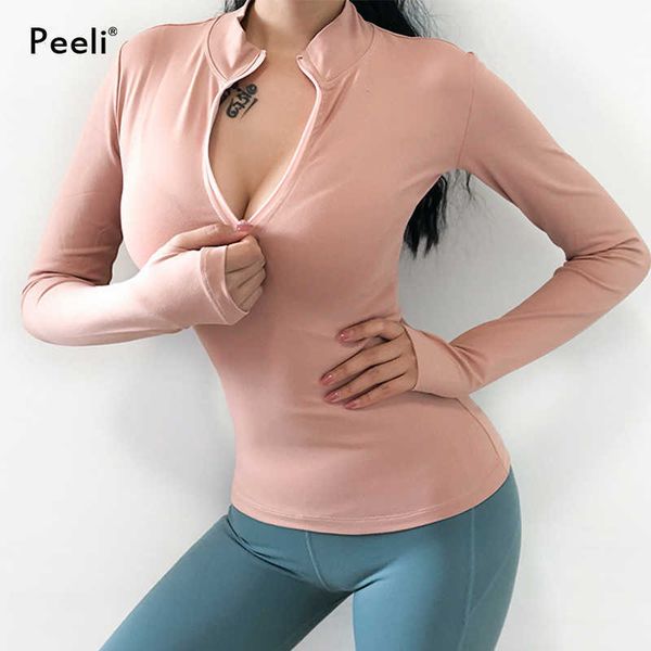 

exercise fitness clothing sports yoga women long sleeve yoga shirt gym activewear breathable zipper running t shirts fitness coat workout c