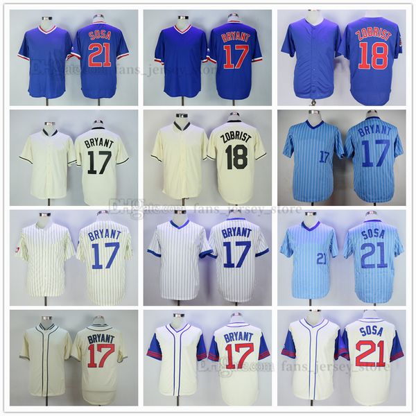 

movie mitchell and ness baseball jerseys 17 kris bryant 18 ben zobrist 21 sammy sosa vintage jersey breathable sport sale high quality, Blue;black