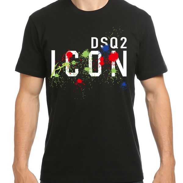 

icon men's printed polo t-shirt dsq2qsd simple trend short-sleeved men's loose large shirt half-sleeved round neck t-shirt dt931, White;black