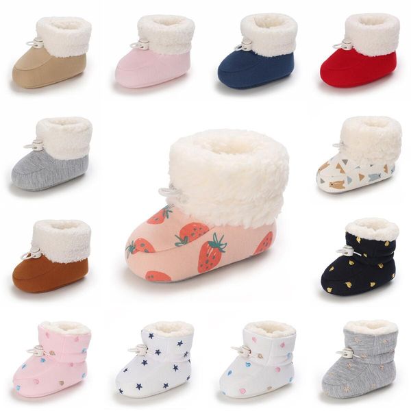 

first walkers colorful embroidered winter snowshoes born super warm baby soft sole first walker non-slip baby girls shoes 230213