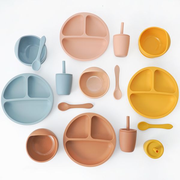 

cups dishes utensils bpa children's tableware fashionable soft silicone food plates easy to clean washing up straw cup spoons cute gadg