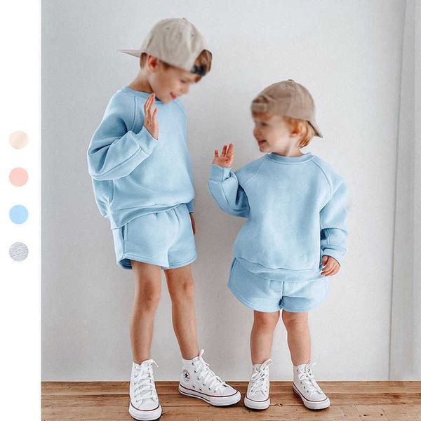 

clothing sets new novelty kids little boys girls clothes pieces tracksuit outfits set loose sweatshirtelastic joggers shorts young suit, White