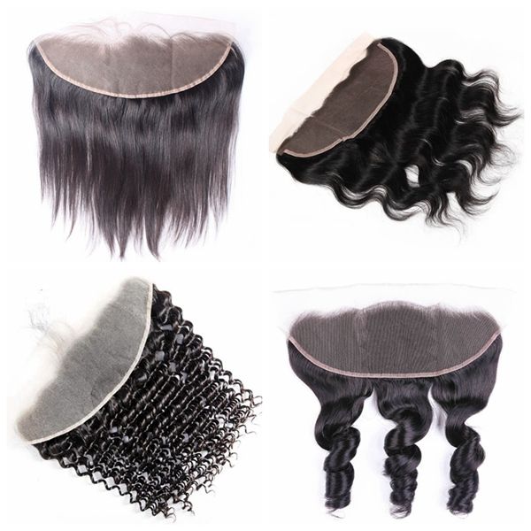 

13x4 transparent lace frontals straight wavy curly human hair, Black