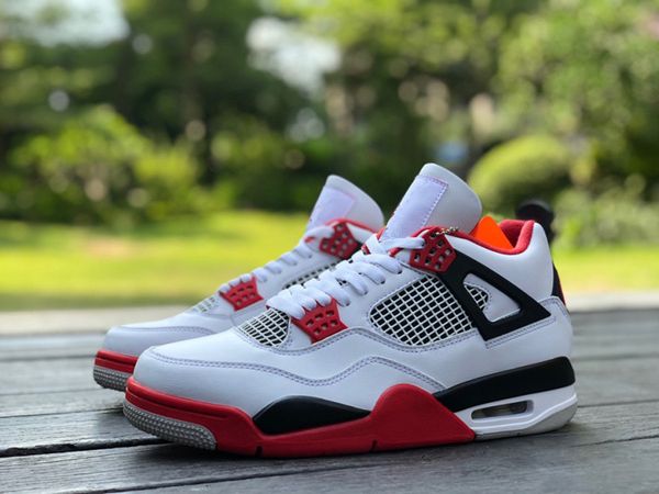 

classic 4s men basketball shoes jumpman 4 4s fire red white black grey designer sports sneakers shoes ship with box us7-13
