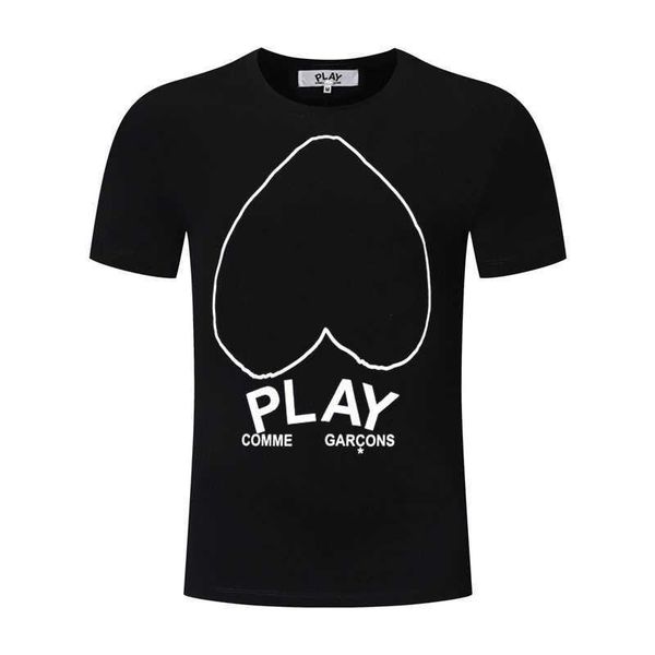 

designer luxury play classic fashion trend chaopai line reversed heart cotton short sleeve t-shirt love loose casual men's and women&#0, Black;brown