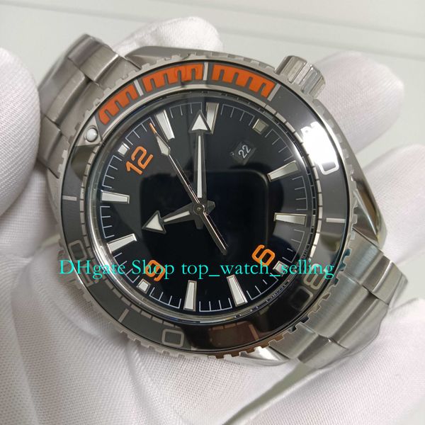 

4 style sport watches for mens black dial counterclockwise rotating 600m orange ceramic bezel steel bracelet cal.8900 movement mechanical me, Slivery;black