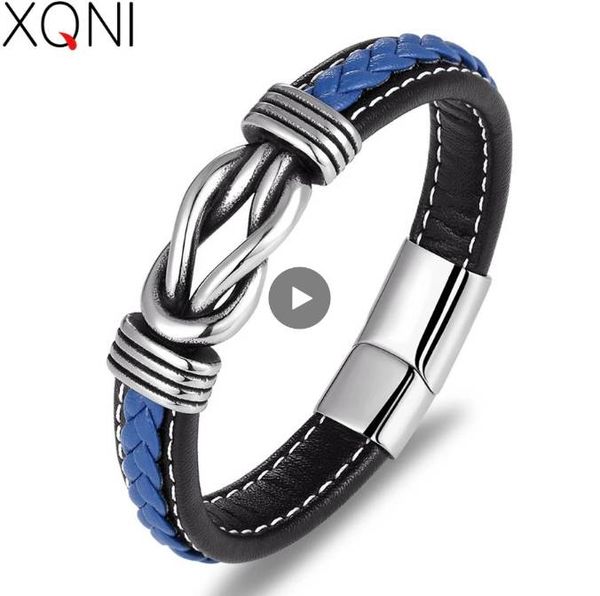 

fashion irregular graphic accessories men's leather bracelet stainless steel combination for birthday commemorative gifts, White