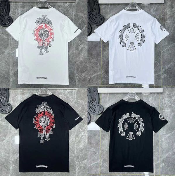 

luxury fashion men's brand t shirt tees men women sanskrit letter short sleeve horseshoe couple t-shirts designer polos tshirts cross, White;black