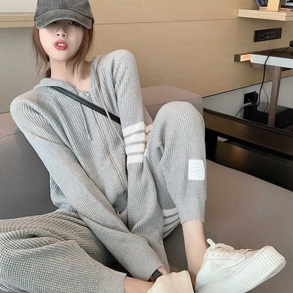 

men's hoody tomh brown hoodie designer trendy four bar waffle casual sweater coat suit women style sweatshirt round neck fashion brand, Black